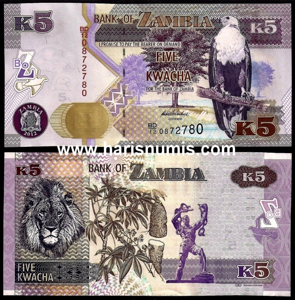 Picture of ZAMBIA 5 Kwacha 2012 P 50a UNC