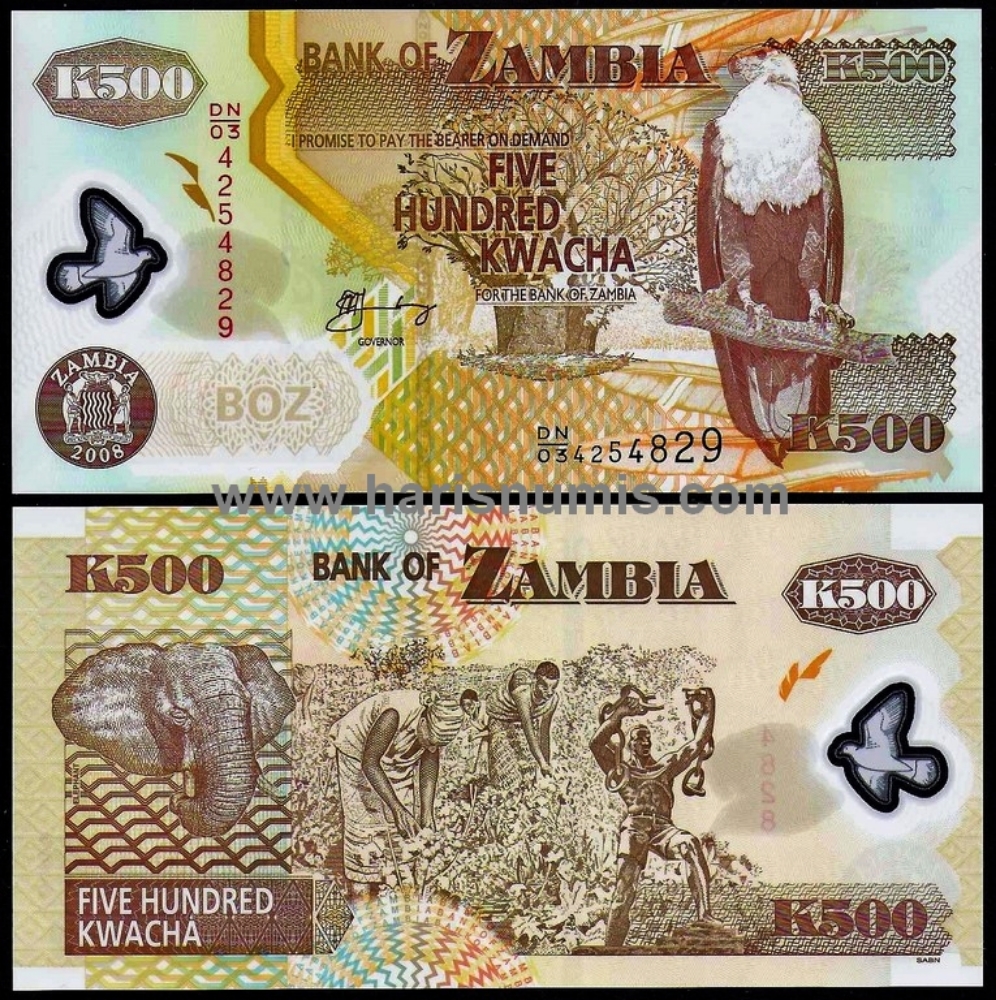 Picture of ZAMBIA 500 Kwacha 2008 P43f UNC