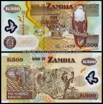 Picture of ZAMBIA 500 Kwacha 2008 P43f UNC