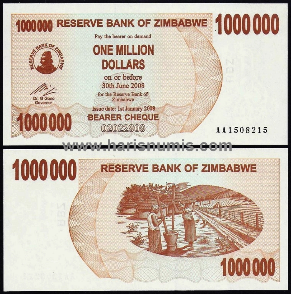 Picture of ZIMBABWE 1.000.000 Dollars 2008 P53 UNC