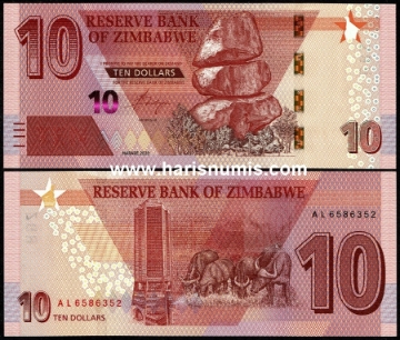 Picture of ZIMBABWE 10 Dollars 2020 P 103a UNC