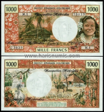 Picture of NEW HEBRIDES 1000 Francs ND(1980) P20 UNC
