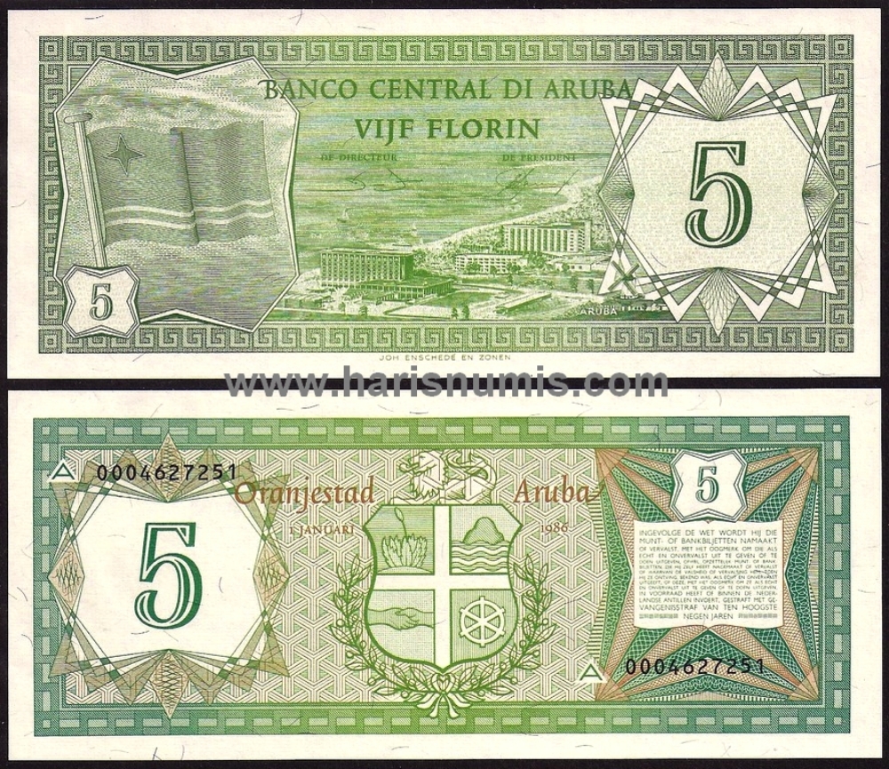 Picture of ARUBA 5 Florin 1986 P 1 UNC