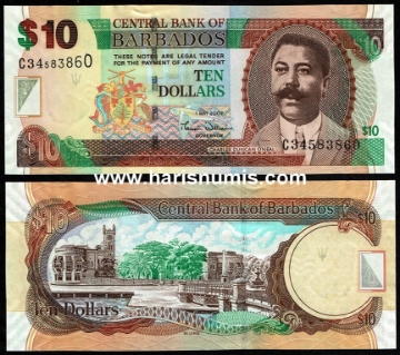 Picture of BARBADOS 10 Dollars 2007 P 68a UNC
