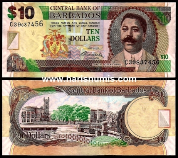 Picture of BARBADOS 10 Dollars 2007 P 68b UNC