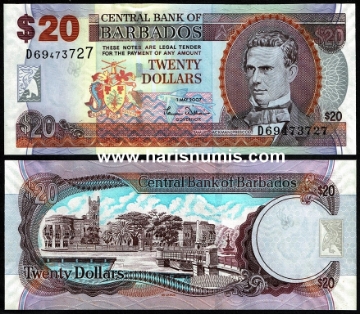 Picture of BARBADOS 20 Dollars 2007 P 69 UNC