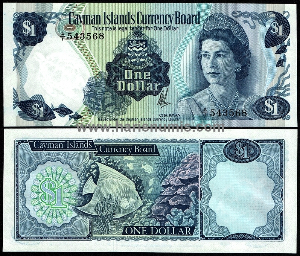 Picture of CAYMAN ISLANDS 1 Dollar L1971(1972) P1a UNC