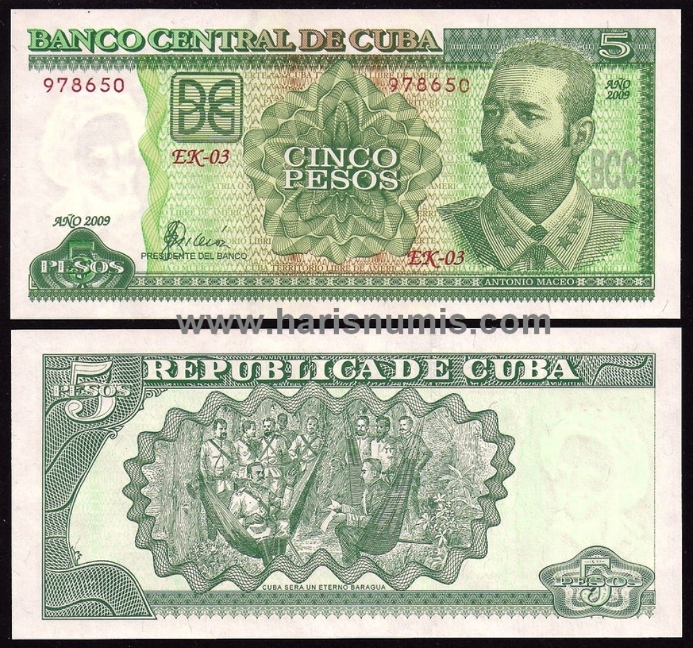 Picture of CUBA 5 Pesos 2009 P 116k UNC