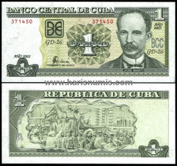Picture of CUBA 1 Peso 2003 P 121c UNC