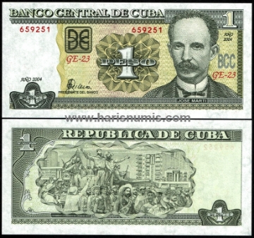 Picture of CUBA 1 Peso 2004 P121d UNC