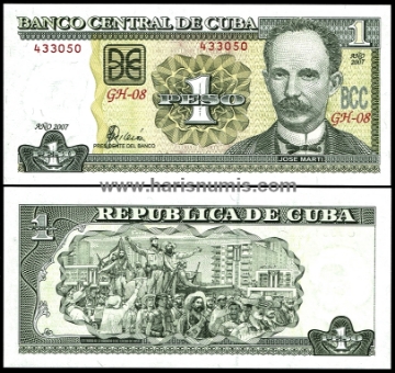 Picture of CUBA 1 Peso 2007 P128b UNC