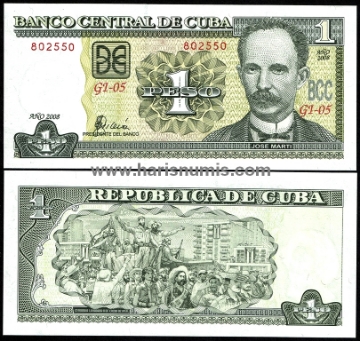 Picture of CUBA 1 Peso 2008 P128c UNC