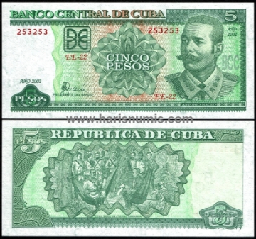 Picture of CUBA 5 Pesos 2002 P 116e UNC