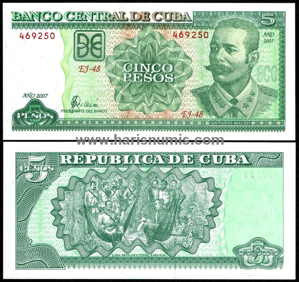 Picture of CUBA 5 Pesos 2007 P 116j UNC