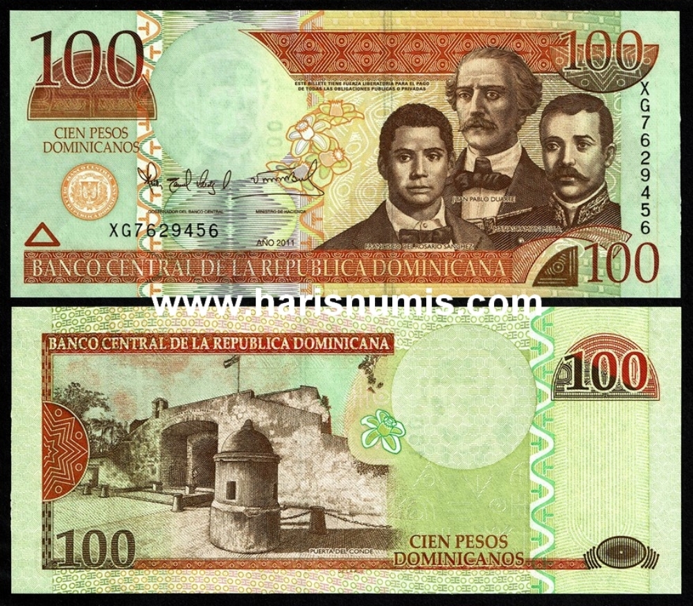 Picture of DOMINICAN REPUBLIC 100 Pesos 2011 P 184a UNC