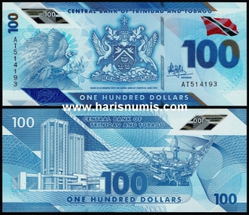 Picture of TRINIDAD & TOBAGO 100 Dollars 2019 P65 UNC