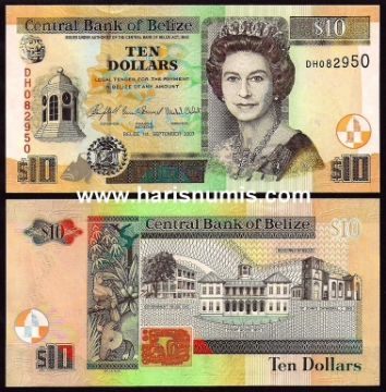 Picture of BELIZE 10 Dollars 2007 P 68c UNC