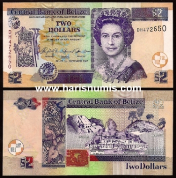 Picture of BELIZE 2 Dollars 2007 P 66c UNC