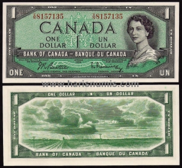 Picture of CANADA 1 Dollar 1954 (1961-72) P 74b UNC