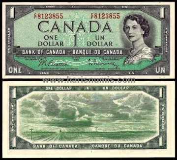 Picture of CANADA 1 Dollar 1954 (1961-72) P 75b UNC