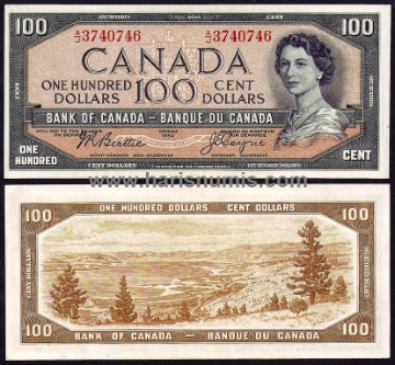 Picture of CANADA 100 Dollars 1954 (1955-61) P 82a UNC