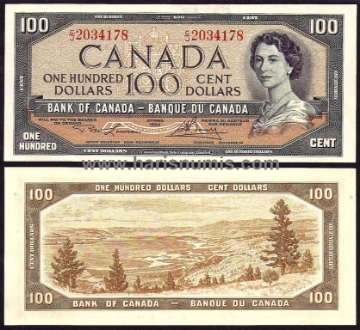 Picture of CANADA 100 Dollars 1954 (1973-76) P 82c UNC