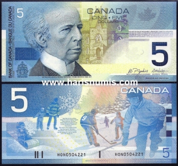 Picture of CANADA 5 Dollars 2002/2005 P 101d UNC