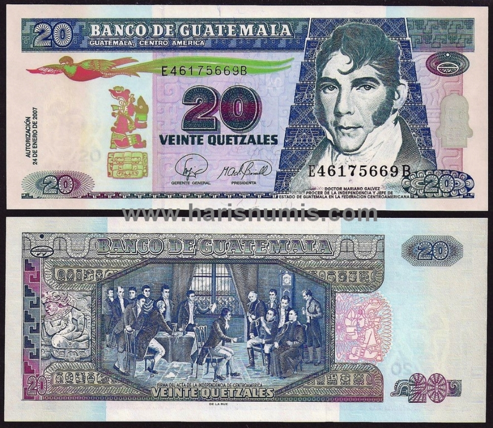 Picture of GUATEMALA 20 Quetzales 2007 P112b UNC