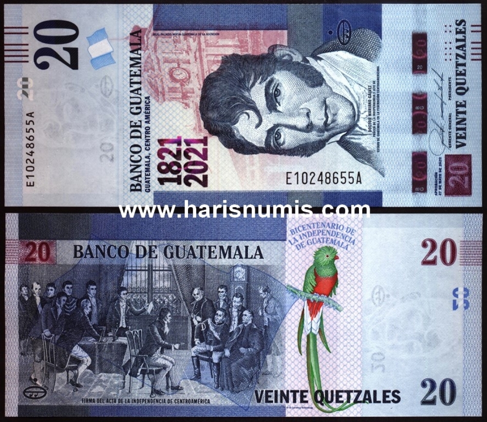 Picture of GUATEMALA 20 Quetzales 2020 Comm. P127 UNC