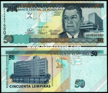 Picture of HONDURAS 50 Lempiras 2008 P 94 UNC