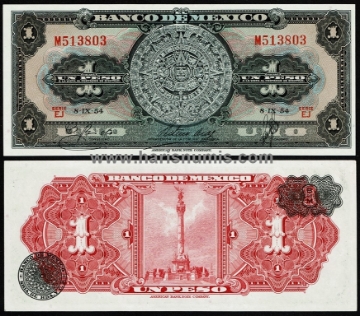 Picture of MEXICO 1 Peso 1954 P56b UNC