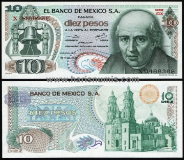 Picture of MEXICO 10 Pesos 1975 P63h UNC