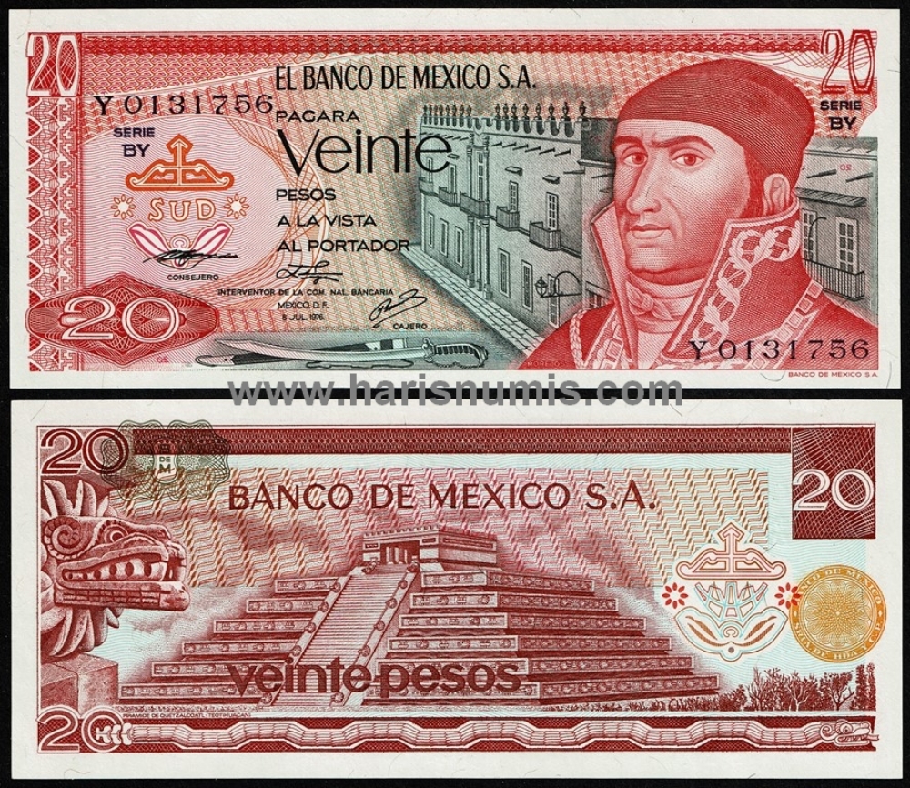 Picture of MEXICO 20 Pesos 1976 P64c UNC