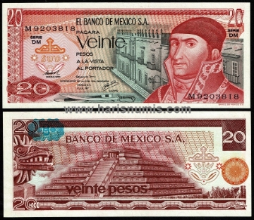 Picture of MEXICO 20 Pesos 1977 P64d UNC