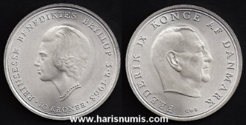 Picture of DENMARK 10 Kroner 1968 Comm. Silver KM857 UNC