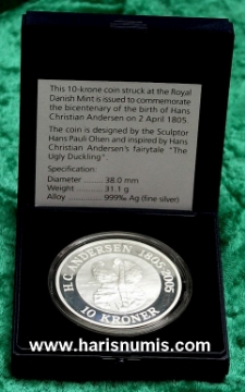 Picture of DENMARK 10 Kroner 2005 Comm. Silver Ugly Duckling KM906 PROOF