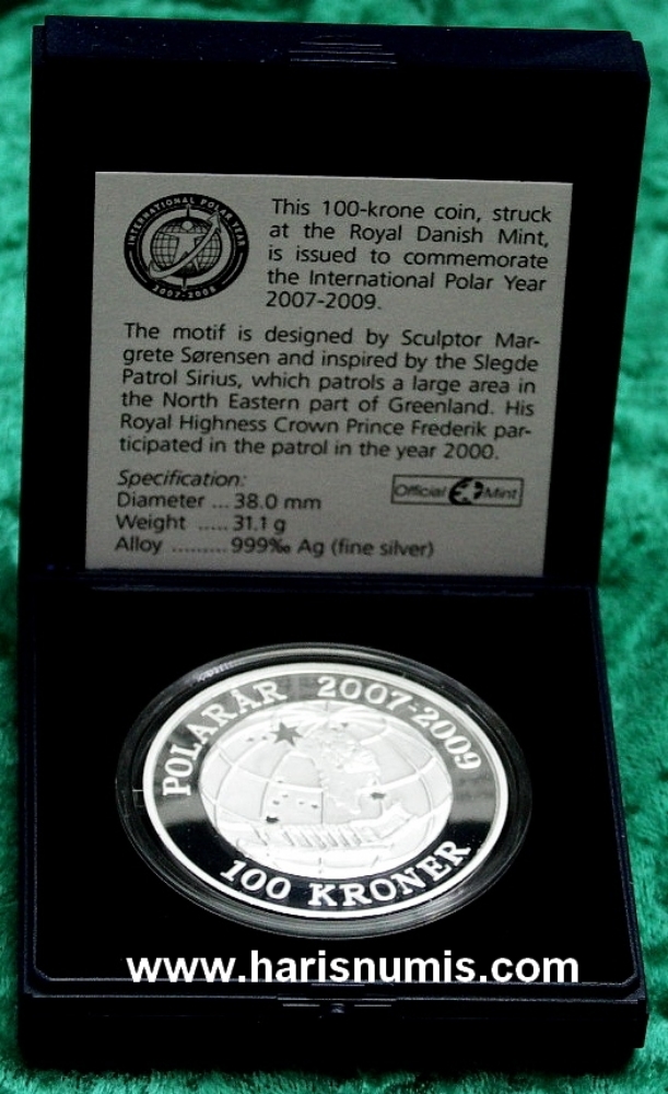 Picture of DENMARK 100 Kroner 2008 Silver Sirius KM930 PROOF