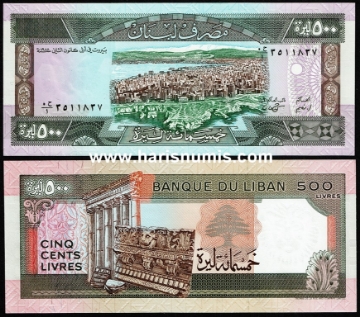 Picture of LEBANON 500 Livres 1988 P68 UNC