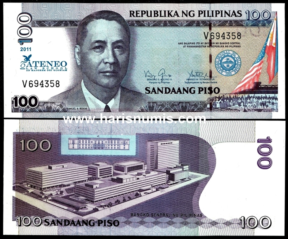 Picture of PHILIPPINES 100 Piso 2011 Comm. Ateneo P212 UNC