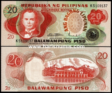 Picture of PHILIPPINES 20 Piso ND(1974-85) P162a UNC