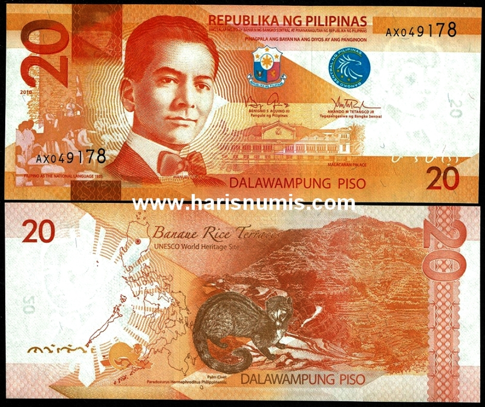 Picture of PHILIPPINES 20 Piso 2010 P 206a UNC