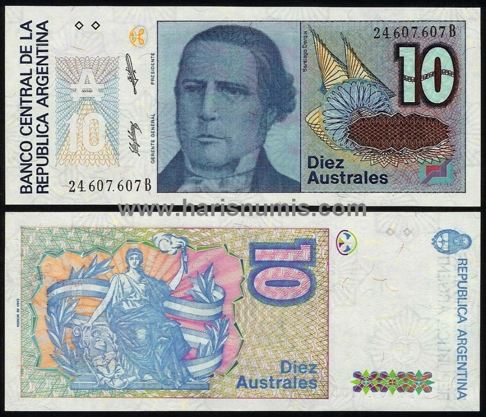 Picture of ARGENTINA 10 Australes ND(1985-89) P325b UNC