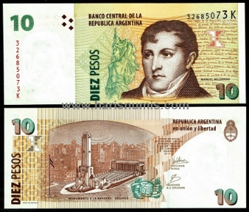 Picture of ARGENTINA 10 Pesos ND(2007) P 354a.4 UNC