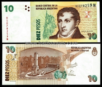 Picture of ARGENTINA 10 Pesos ND(2010) suffix M P 354a.5 UNC