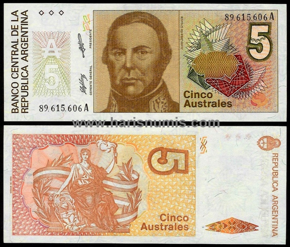 Picture of ARGENTINA 5 Australes ND(1986-89) P324b UNC