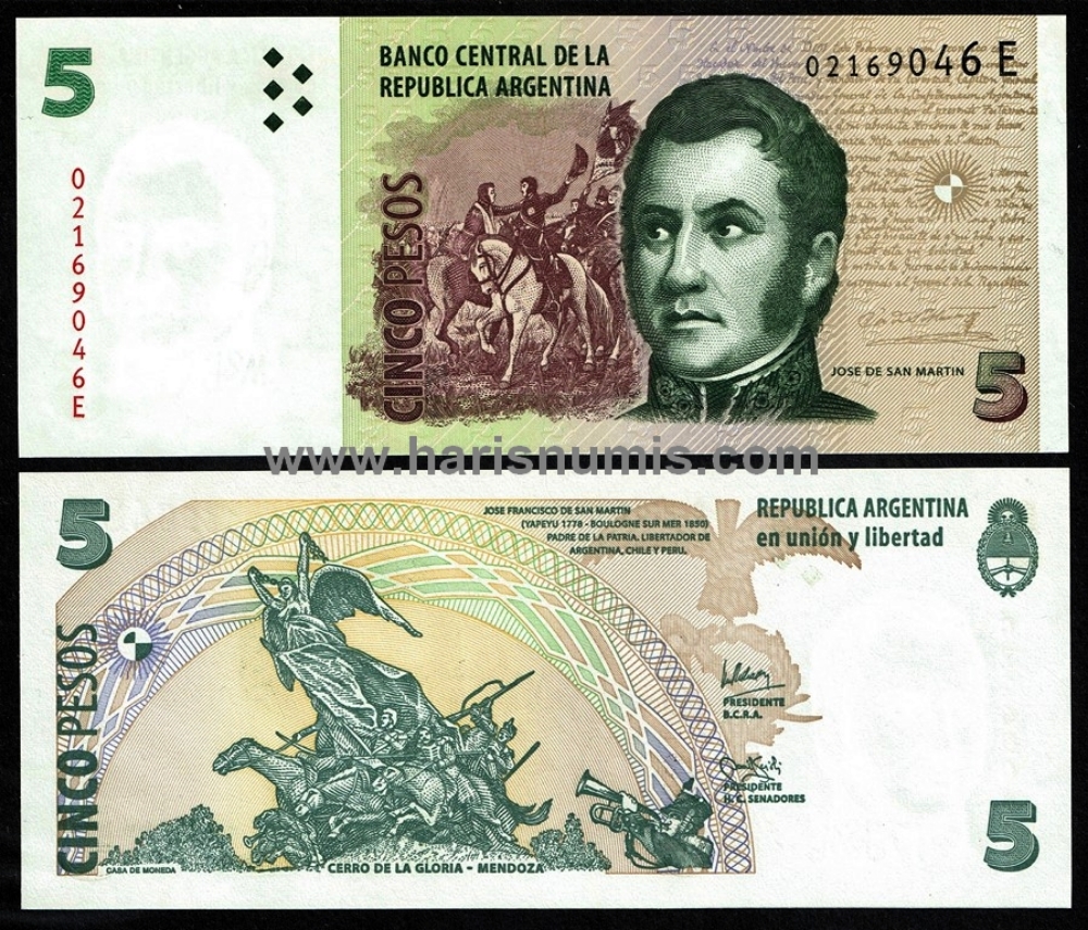 Picture of ARGENTINA 5 Pesos ND(2004) P 353a UNC