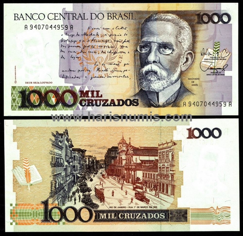 Picture of BRAZIL 1000 Cruzados ND(1988) P213b UNC