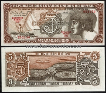 Picture of BRAZIL 5 Cruzeiros ND(1961-62) P166b UNC