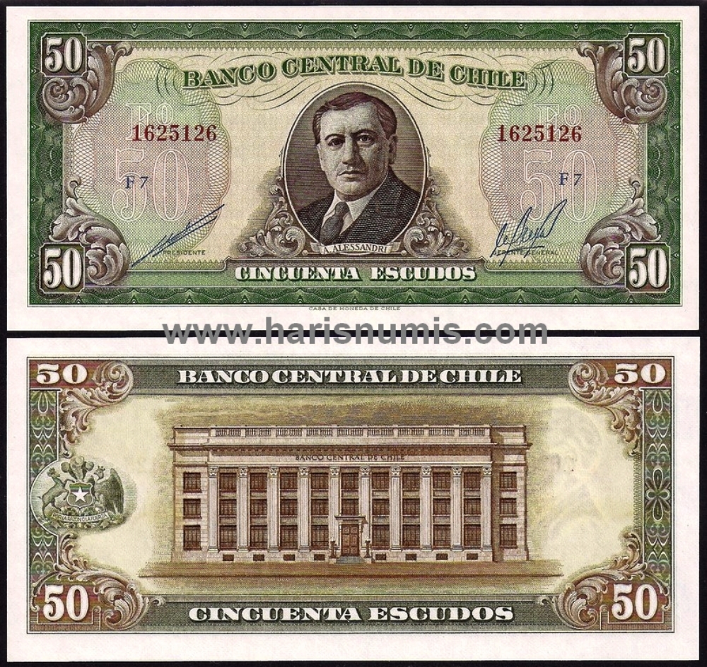 Picture of CHILE 50 Escudos ND(1962-75) P140b UNC