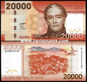 Picture of CHILE 20.000 Pesos 2009 P 165a UNC